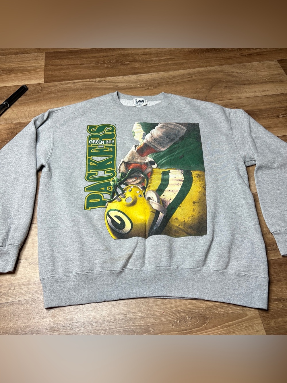 Lee Sports Green Bay Packers Sweatshirt Vintage 1997 Men L Grey Pullover Graphic